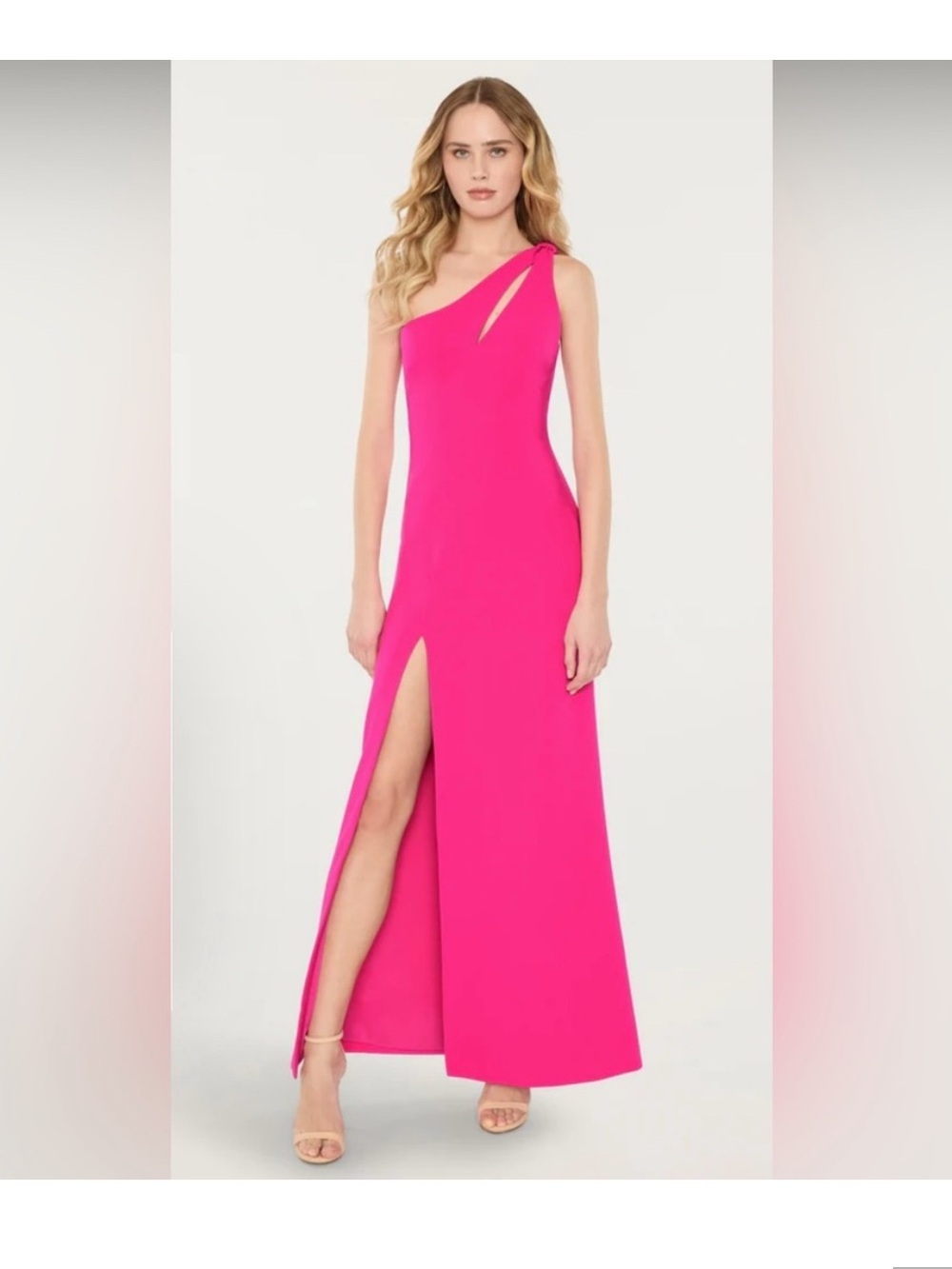 Likely Dresses Manuela Gown in Fuchsia One-Shoulder Evening Gown with Thigh Slit